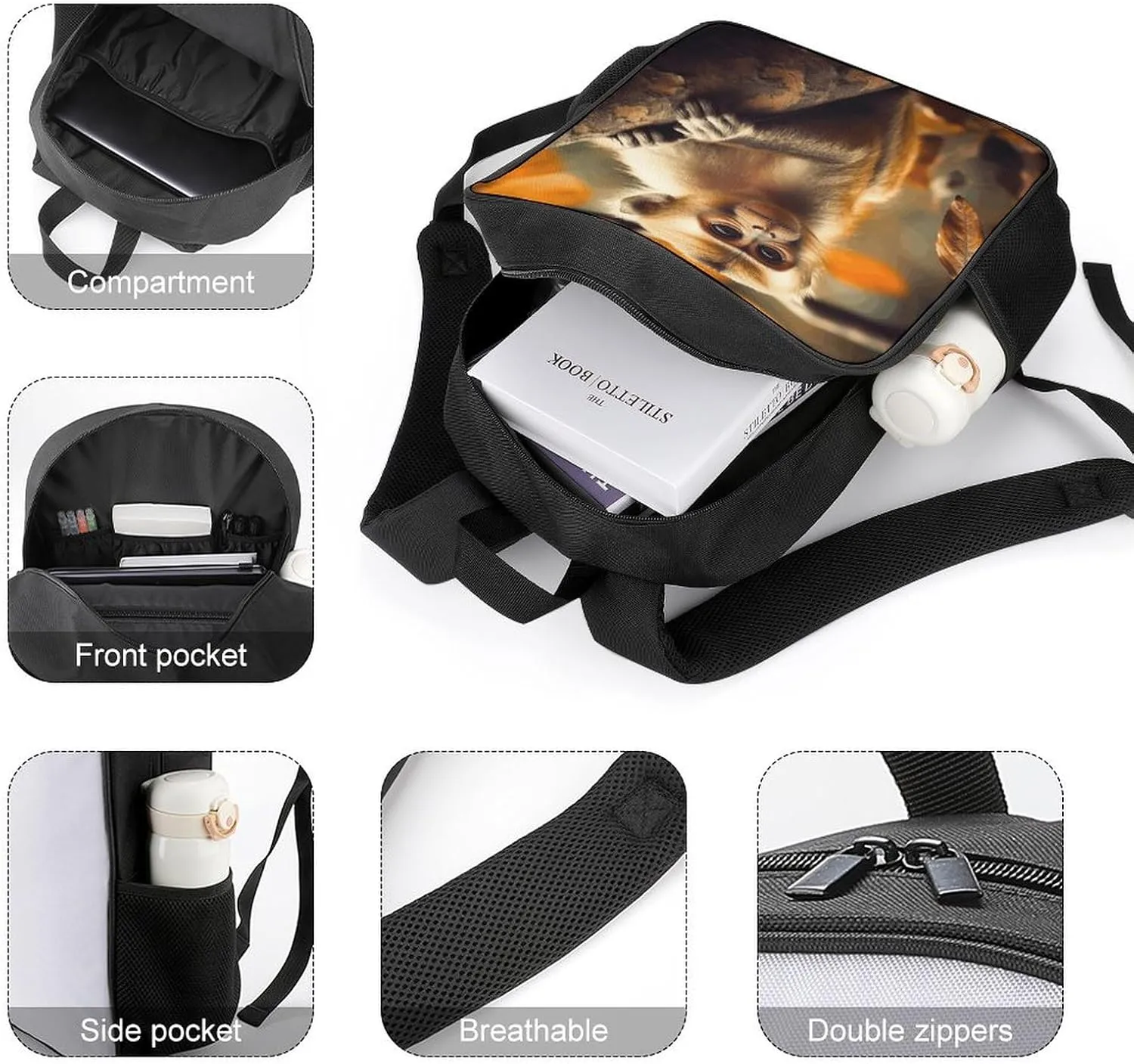 Lightweight Backpacks Cute Travel Bag Durable Monkey on Tree Printing Small Travel Backpack For Women & Men