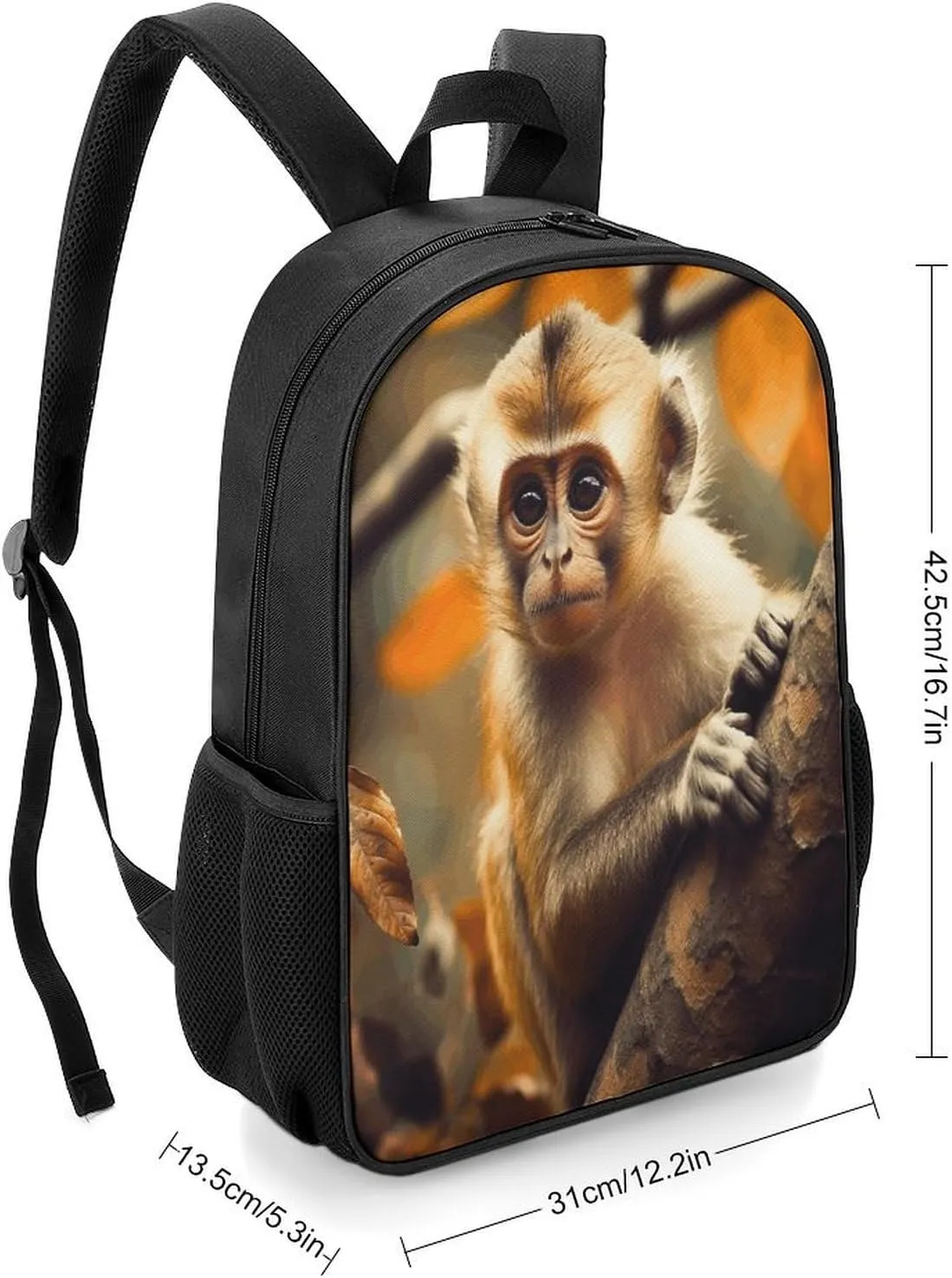 Lightweight Backpacks Cute Travel Bag Durable Monkey on Tree Printing Small Travel Backpack For Women & Men