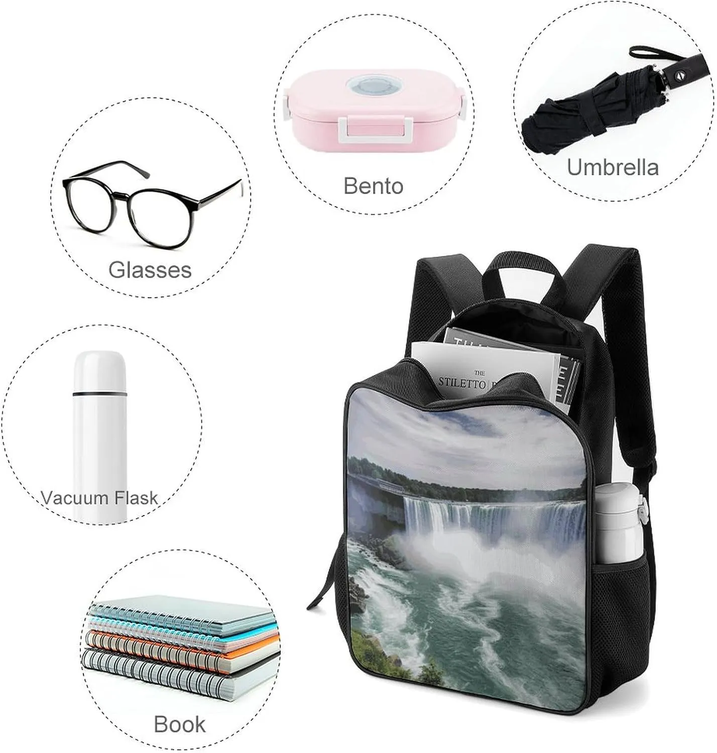 Lightweight Backpacks Cute Travel Bag Durable Niagara Falls Printing Small Travel Backpack For Women & Men