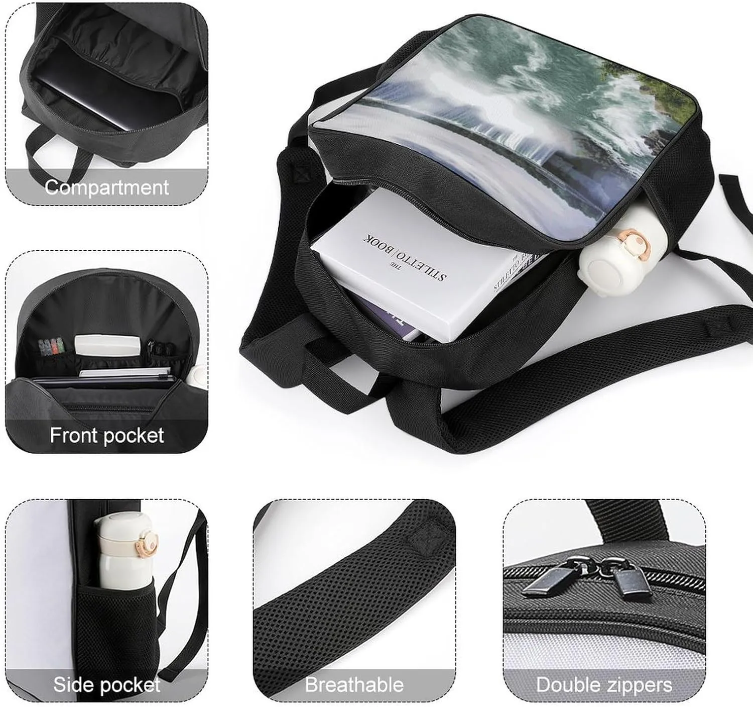 Lightweight Backpacks Cute Travel Bag Durable Niagara Falls Printing Small Travel Backpack For Women & Men