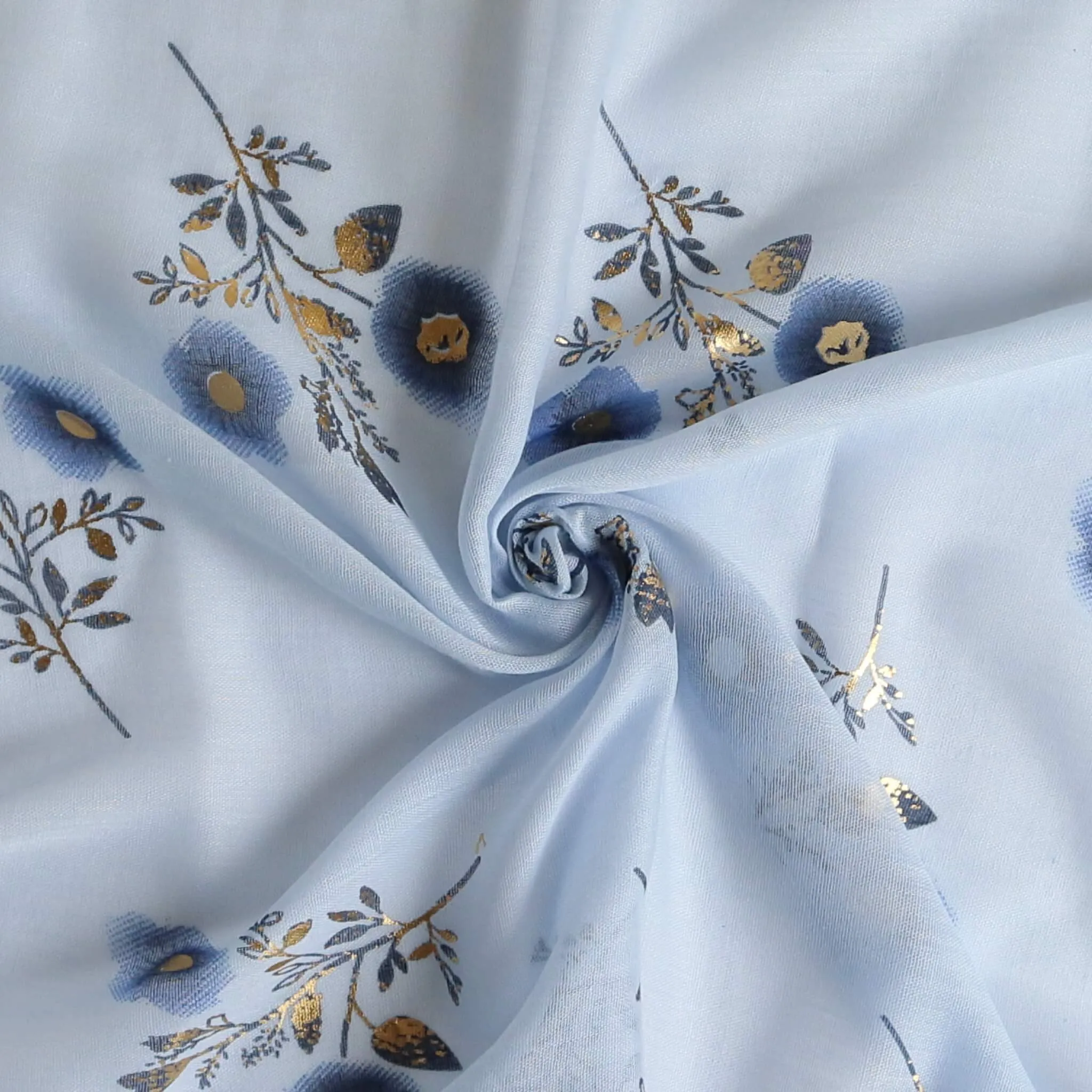 Lightweight Floral Scarf with Rose Gold Foil