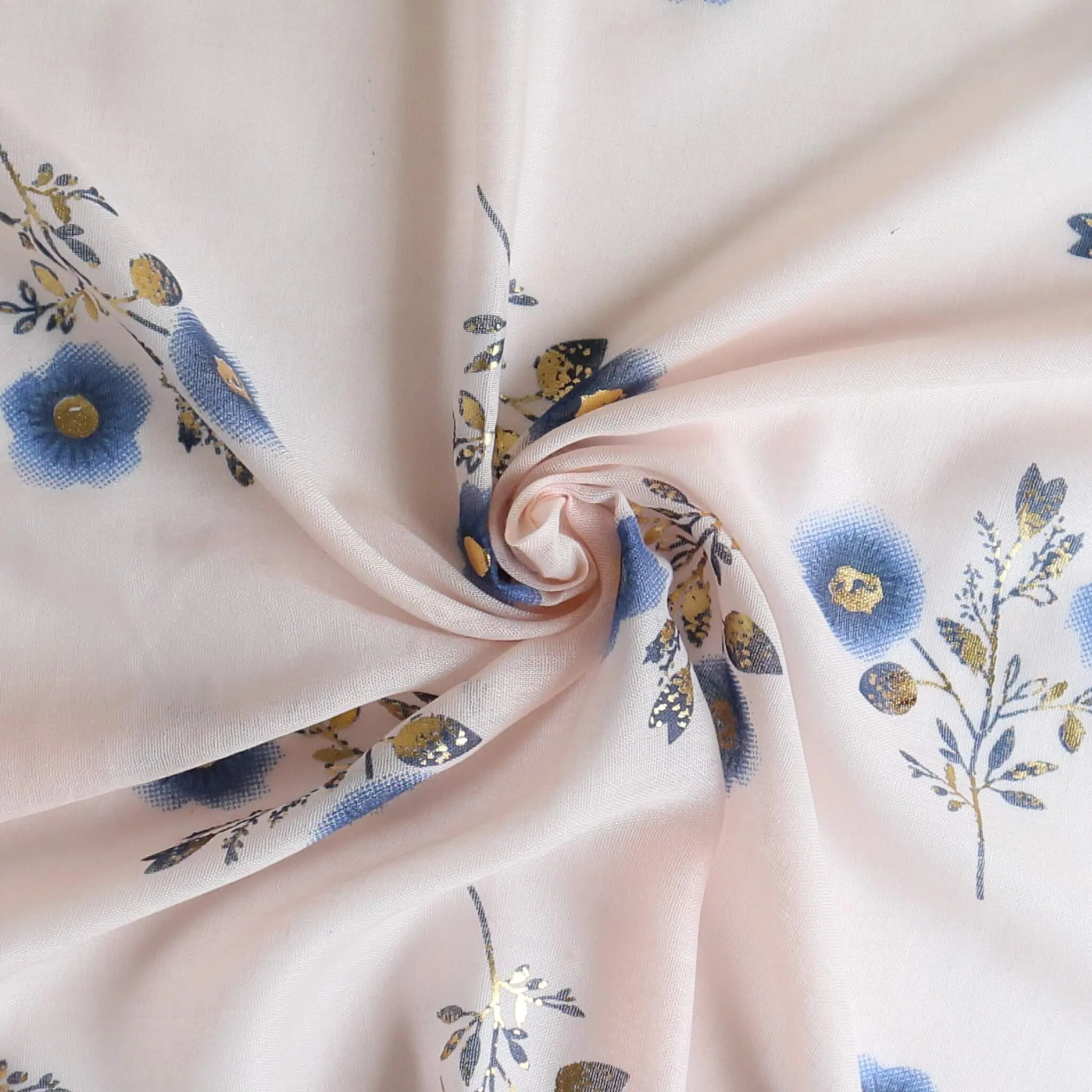 Lightweight Floral Scarf with Rose Gold Foil
