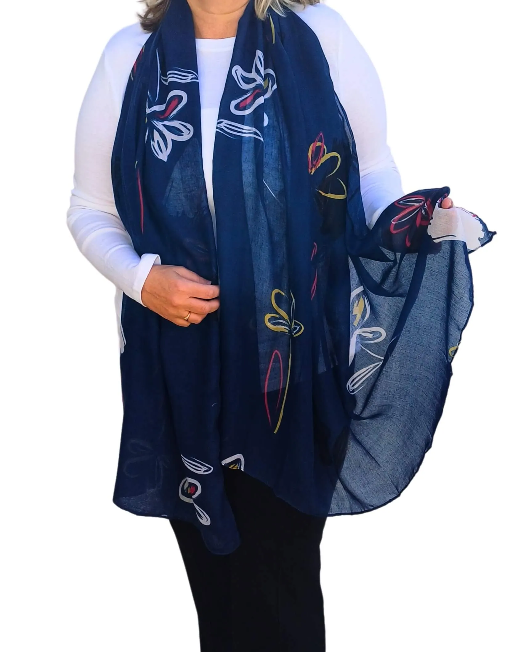 Lightweight Oversized Floral Sketch Scarf