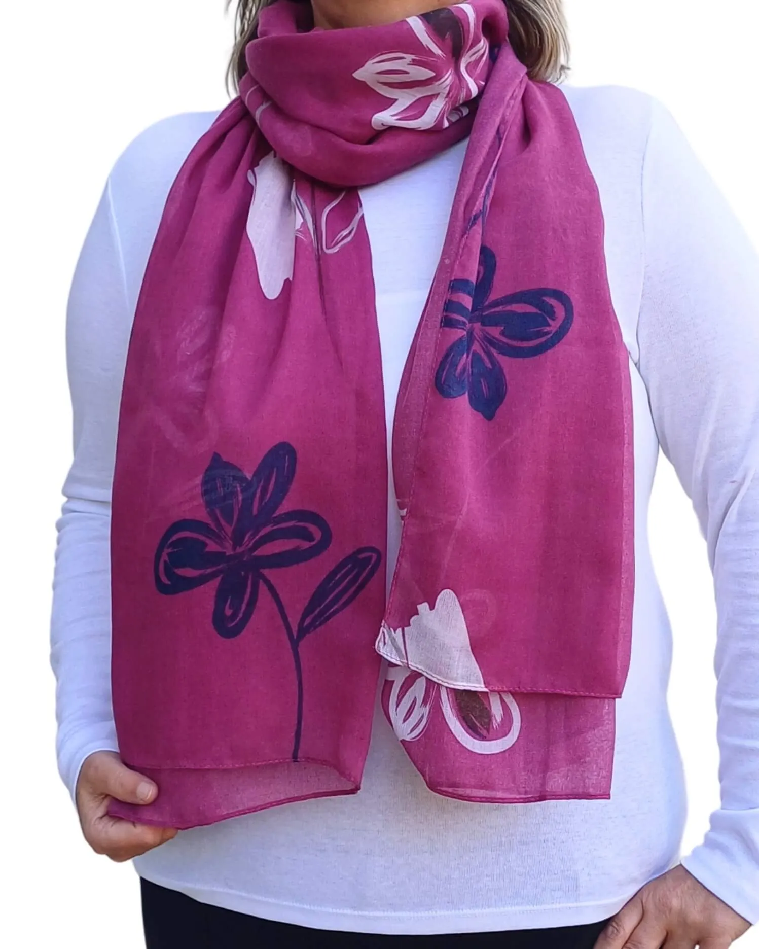 Lightweight Oversized Floral Sketch Scarf