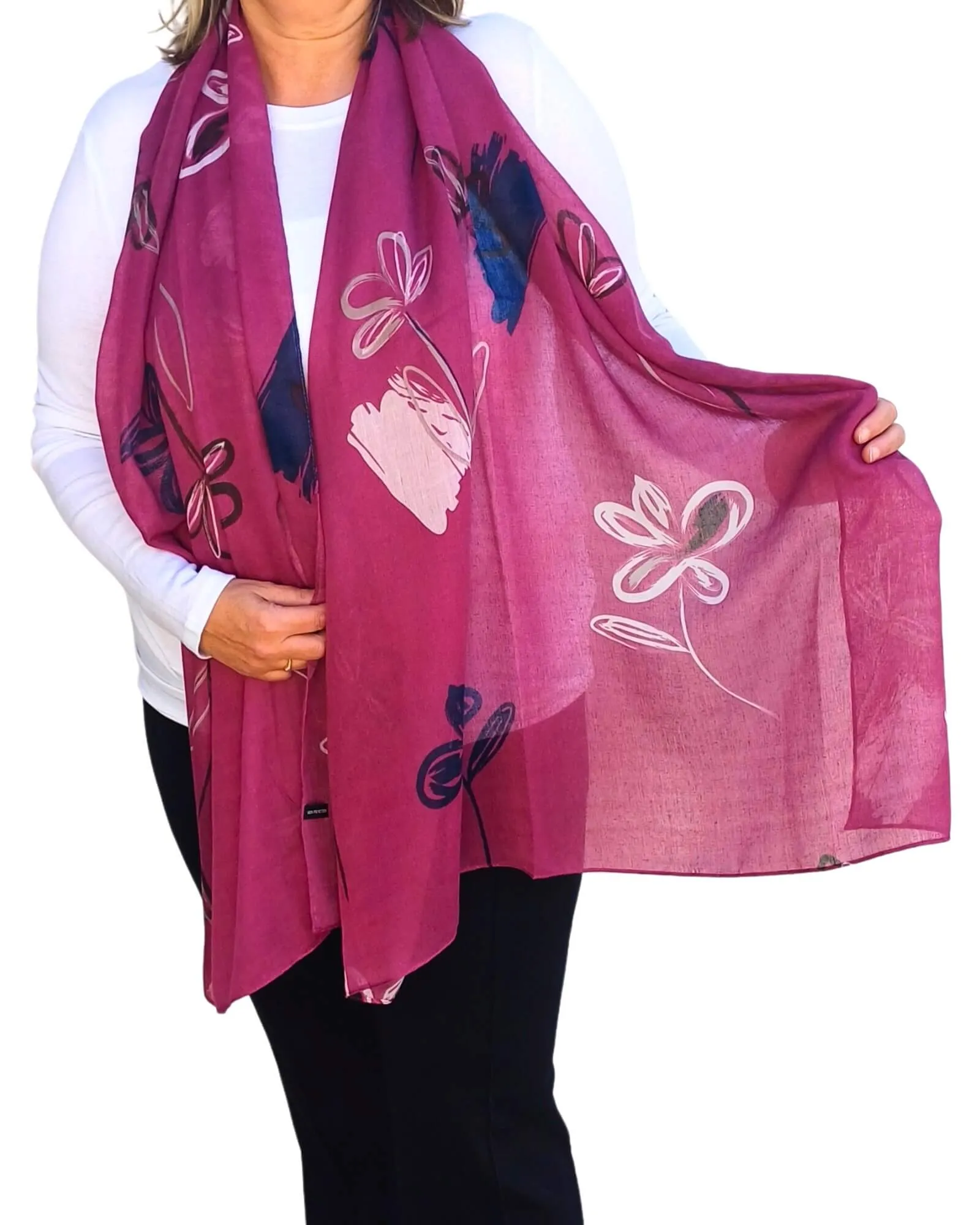 Lightweight Oversized Floral Sketch Scarf