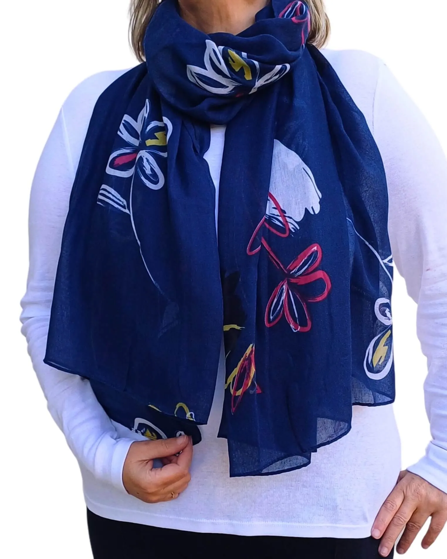 Lightweight Oversized Floral Sketch Scarf
