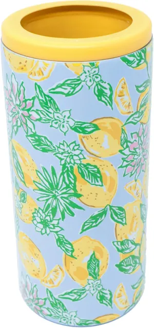 Lilly Pulitzer Insulated Skinny Can Holder, Cute Floral Can Cooler for the Beach or Pool, Make Lemonade