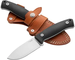 Lion Steel M2M Fixed Blade Outdoor EDC Knife, M390 Steel Blade, G10 Micarta or Wood Handle Options, Double Stitched Leather Sheath Included