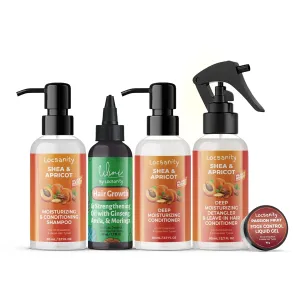 Locsanity Natural & Organic Loose Natural Sample Travel Kit, Gentle 2-in-1 Shampoo/Conditioner, Deep Moisturizing Conditioner, Hair Oil, Detangler Leave-in Conditioner, Smooth Liquid Edge Gel