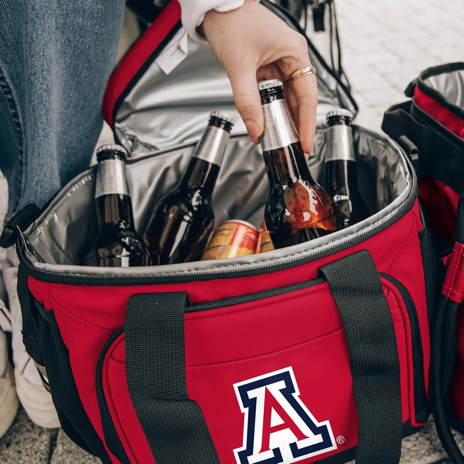 Logo Brands NCAA Flex 24-Can Cooler - Heat-Sealed Leak-Proof Lining, Built-in Bottle Opener, Adjustable Shoulder Strap- Great for Tailgates & Picnics