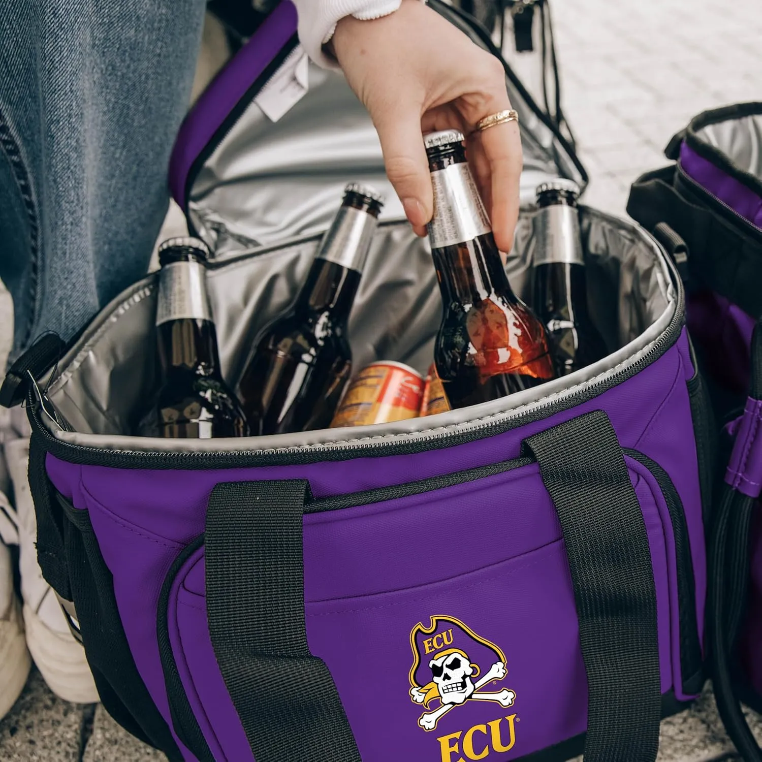 Logo Brands NCAA Flex 24-Can Cooler - Heat-Sealed Leak-Proof Lining, Built-in Bottle Opener, Adjustable Shoulder Strap- Great for Tailgates & Picnics