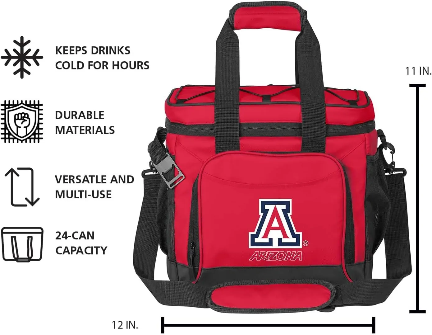 Logo Brands NCAA Flex 24-Can Cooler - Heat-Sealed Leak-Proof Lining, Built-in Bottle Opener, Adjustable Shoulder Strap- Great for Tailgates & Picnics