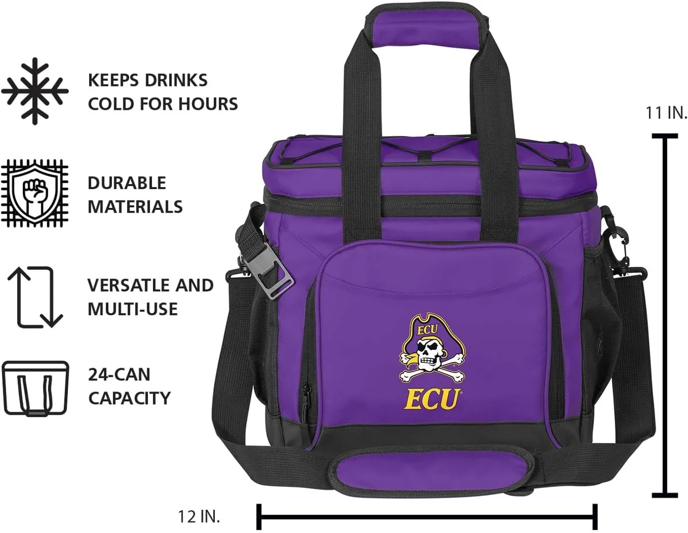 Logo Brands NCAA Flex 24-Can Cooler - Heat-Sealed Leak-Proof Lining, Built-in Bottle Opener, Adjustable Shoulder Strap- Great for Tailgates & Picnics
