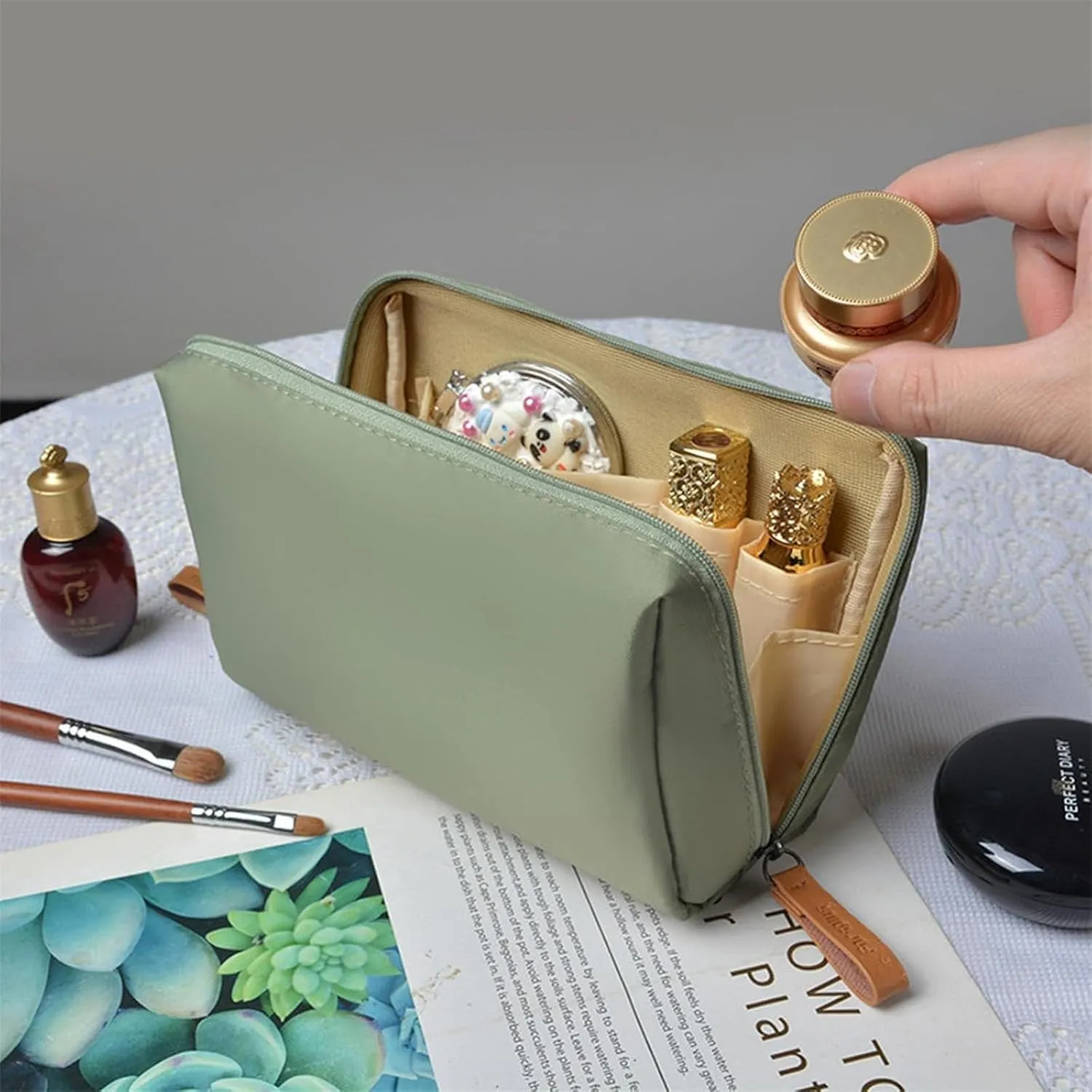 LONGLUAN Tidynook Makeup Bag Small, Tidynook Cosmetic Bag, Tidynook Lipstick Makeup Bag Mini, Tidynook Makeup Bag for Purse, Tidynook Makeup Pouch with Compartments (2PCS-A)
