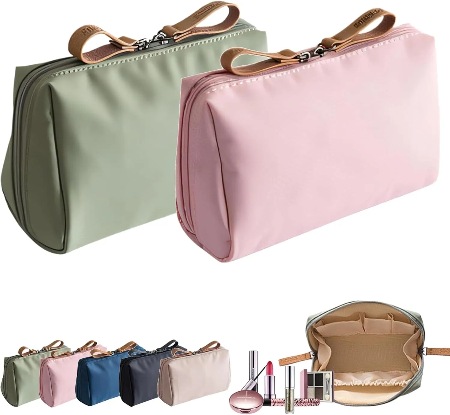 LONGLUAN Tidynook Makeup Bag Small, Tidynook Cosmetic Bag, Tidynook Lipstick Makeup Bag Mini, Tidynook Makeup Bag for Purse, Tidynook Makeup Pouch with Compartments (2PCS-A)