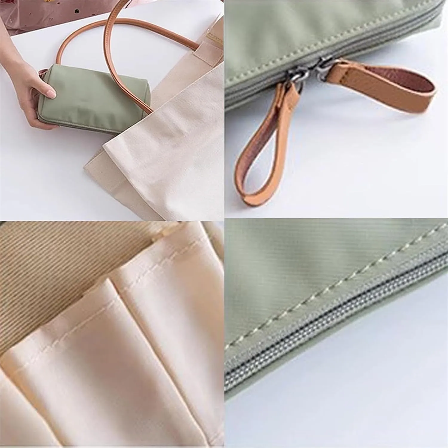 LONGLUAN Tidynook Makeup Bag Small, Tidynook Cosmetic Bag, Tidynook Lipstick Makeup Bag Mini, Tidynook Makeup Bag for Purse, Tidynook Makeup Pouch with Compartments (2PCS-A)
