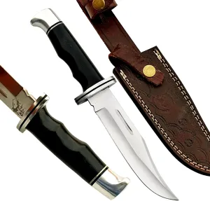 LOWIN Handmade Premium D2 Steel Hunting Knife with G10 Handle - Scout Carry Design, Buffalo Leather Sheath - Ideal for Hunting, Camping, Survival EDC LHK-T161