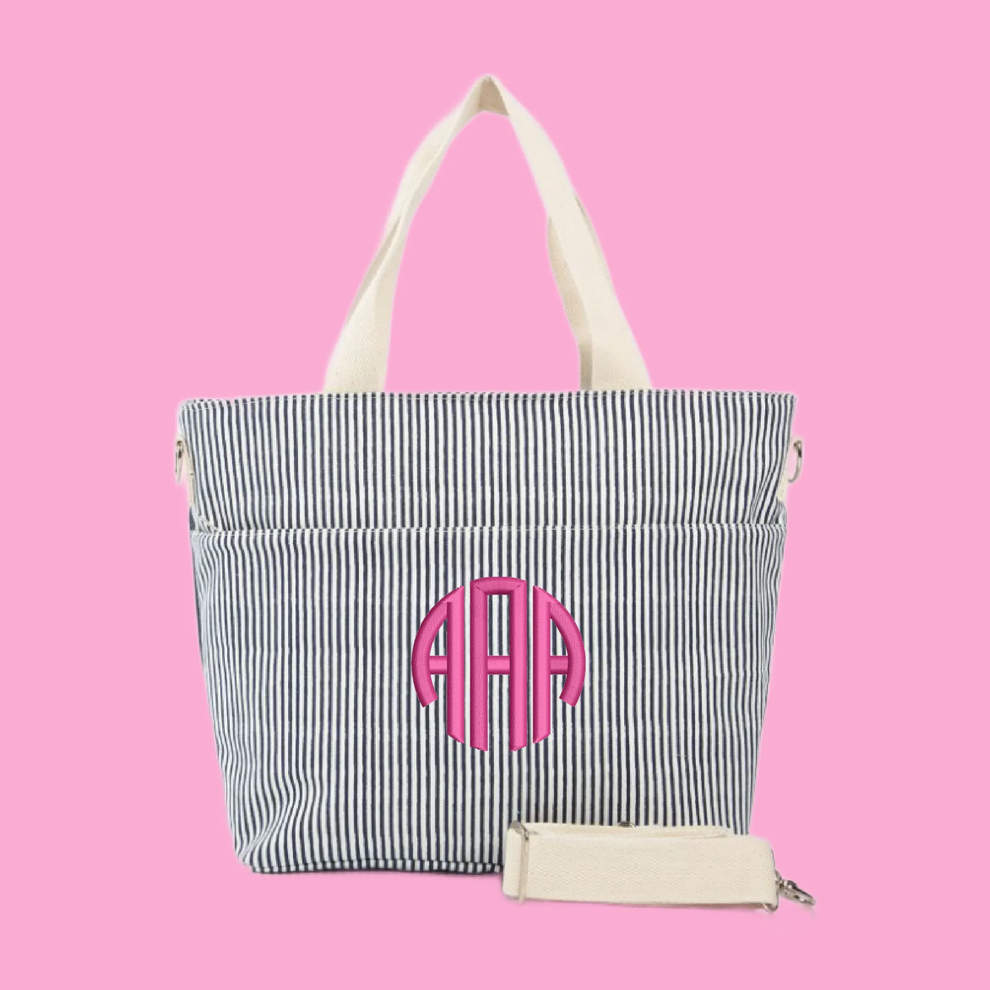 Lunch for Two Cooler Embroidered Striped Cooler