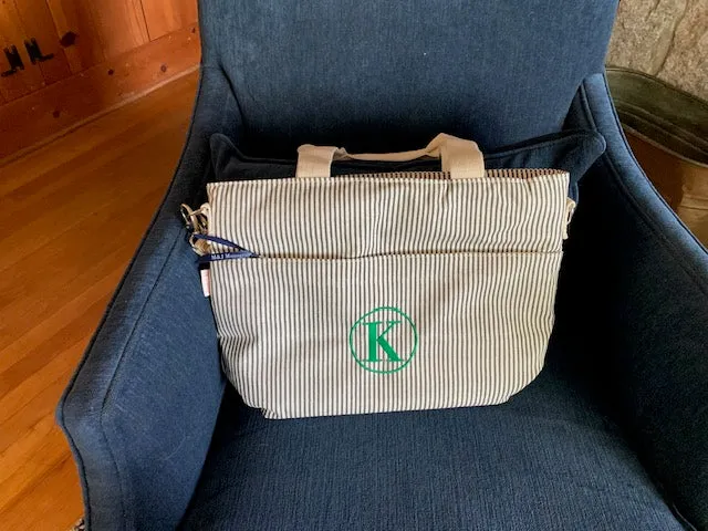 Lunch for Two Cooler Embroidered Striped Cooler