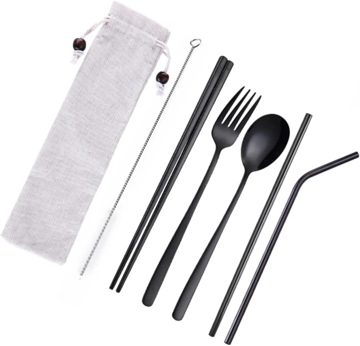 Luxshiny Travel Utensil Set 5pcs Lightweight Cutlery Dinnerware for Camping Home Kitchen Holiday Stainless Steel Tableware