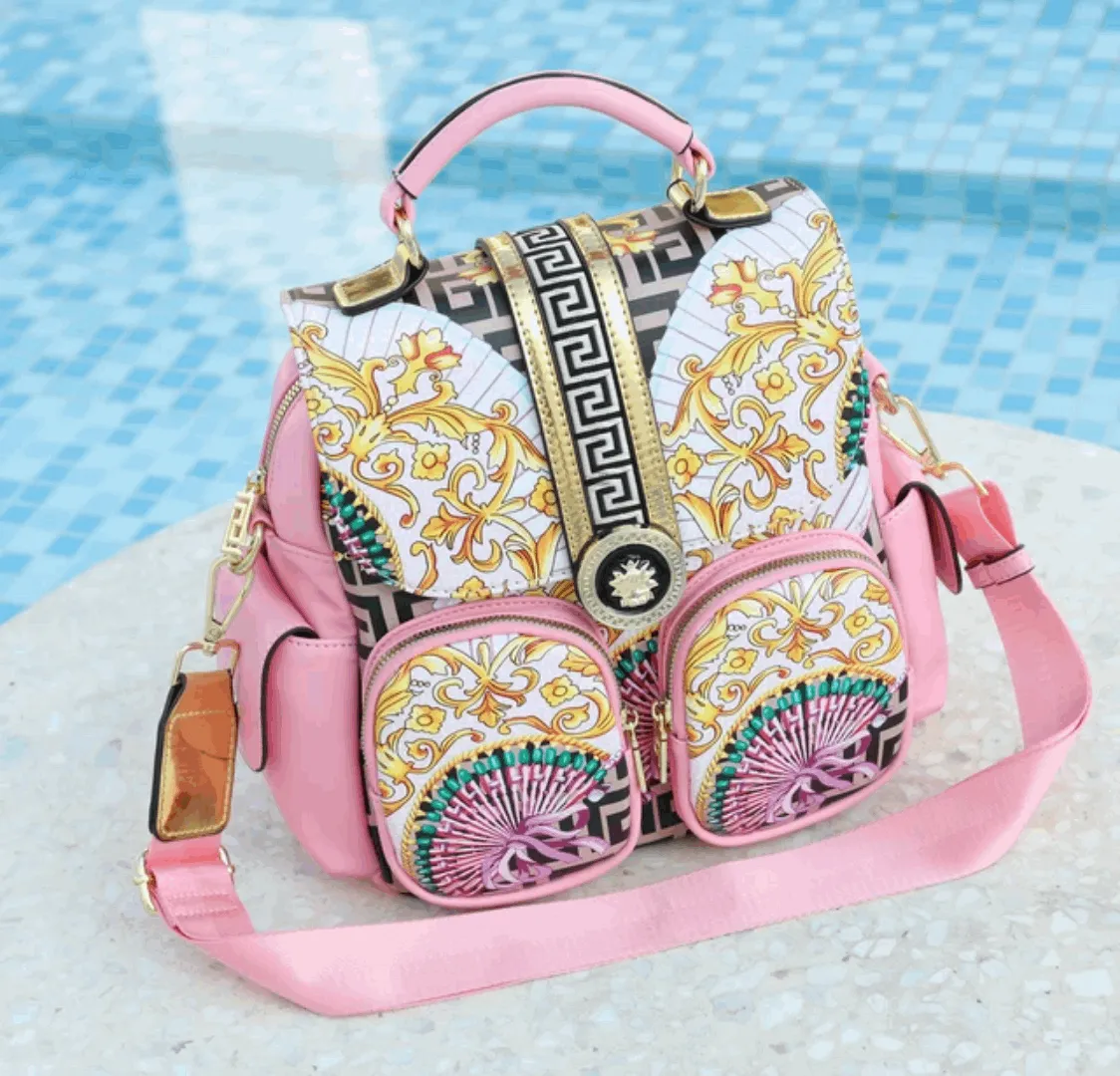 Luxury Designer Printed Backpack with Shoulder strap