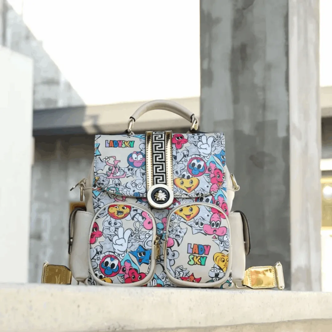 Luxury Designer Printed Backpack with Shoulder strap