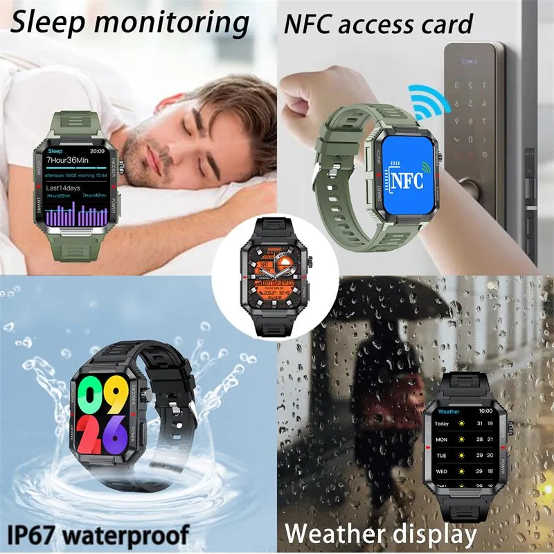 Luxury NFC GPS Smartwatch – 1.99" AMOLED Screen with Bluetooth Calling, 120  Sports Modes, Weather Data, and Waterproof Design for Outdoor Fitness and Daily Life