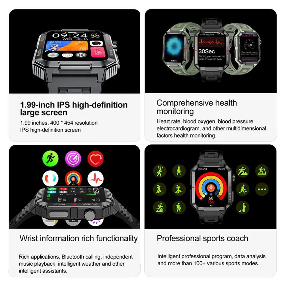 Luxury NFC GPS Smartwatch – 1.99" AMOLED Screen with Bluetooth Calling, 120  Sports Modes, Weather Data, and Waterproof Design for Outdoor Fitness and Daily Life