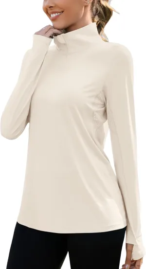 LUYAA Womens 1/4 zip UPF 50  Sun Shirt SPF Long Sleeve Lightweight UV Protection Clothing Hiking Fishing Outdoor