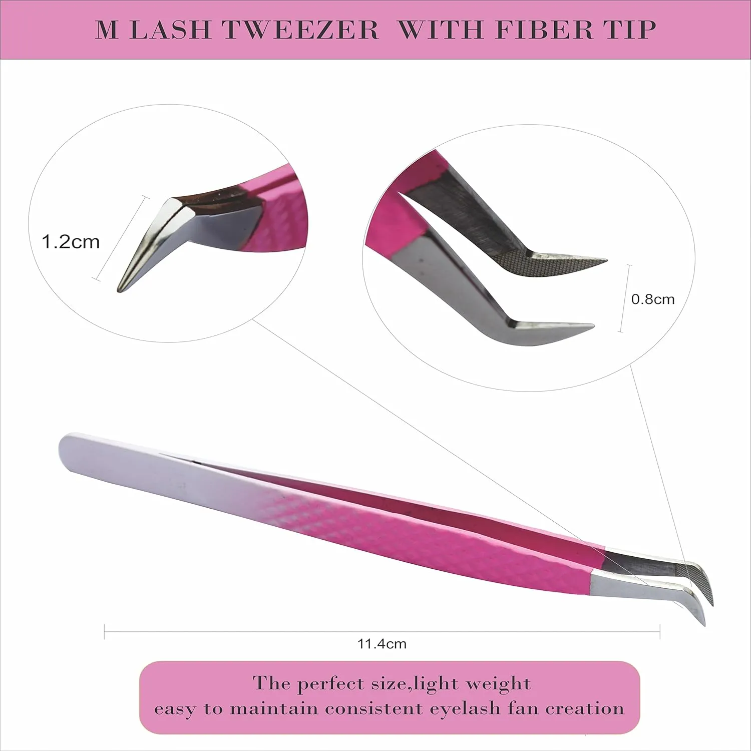 M LASH Tweezers for Eyelash Extensions (Set of 4) - Professional Lash Extension Tweezers - Fiber Tip, Japanese Steel, Diamond Grip Eyelash Extension Tweezer (PW-Ombre)