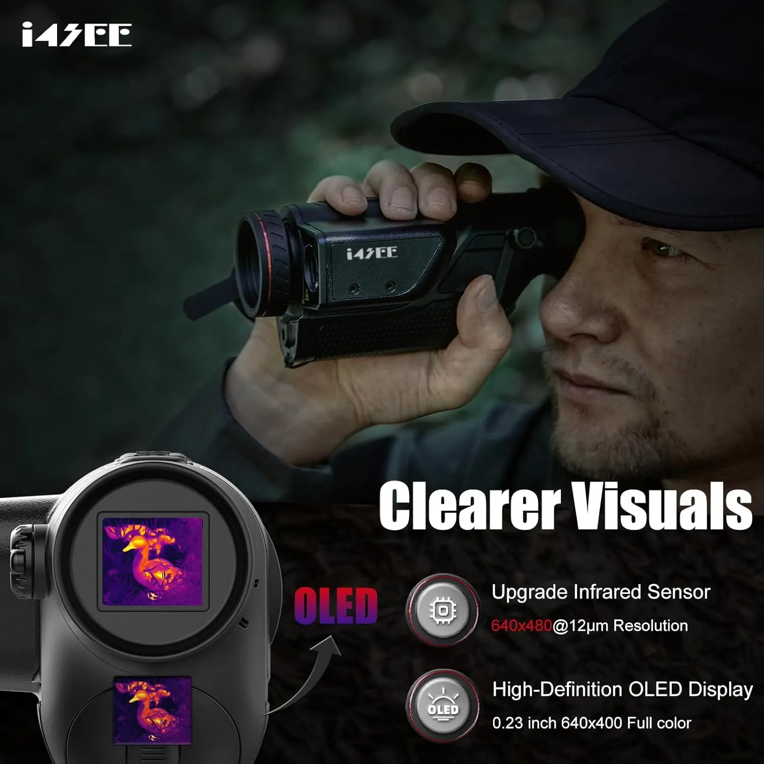 M35-640 LRF Thermal Monocular, 35mm Focal Lens 640x480(50Hz) Thermal Imaging Monocular Night Vision for Hunting, Handheld Infrared Thermal Scopes