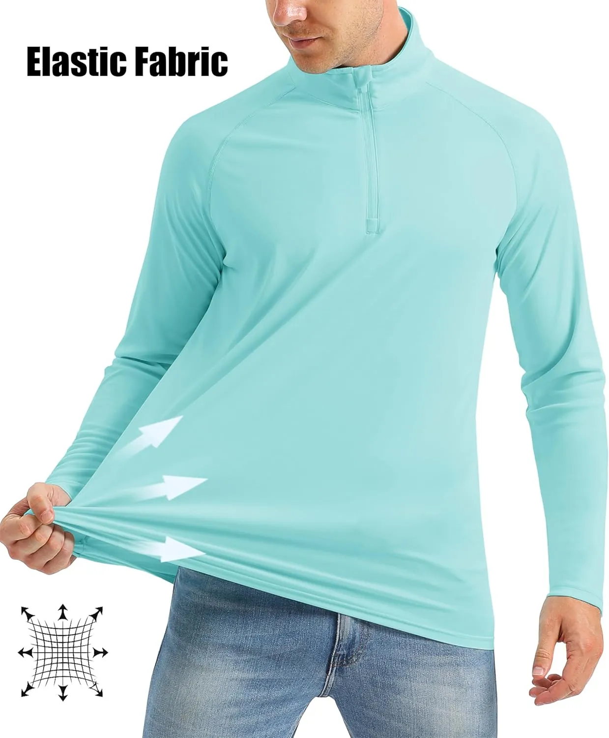 MAGCOMSEN Men's Long Sleeve Sun Shirts UPF 50  Tees 1/4 Zip Up Fishing Running Rash Guard T-Shirts Outdoor Shirt