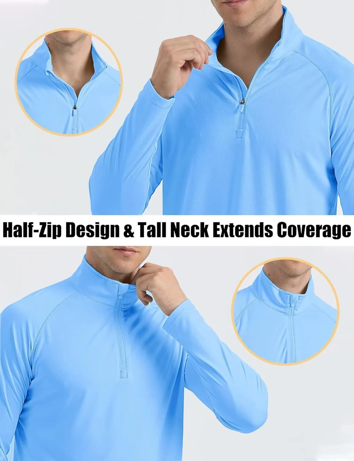 MAGCOMSEN Men's Long Sleeve Sun Shirts UPF 50  Tees 1/4 Zip Up Fishing Running Rash Guard T-Shirts Outdoor Shirt
