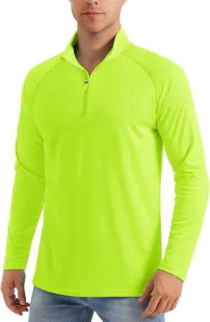 MAGCOMSEN Men's Long Sleeve Sun Shirts UPF 50  Tees 1/4 Zip Up Fishing Running Rash Guard T-Shirts Outdoor Shirt