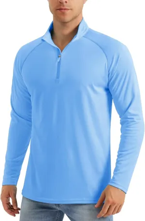 MAGCOMSEN Men's Long Sleeve Sun Shirts UPF 50  Tees 1/4 Zip Up Fishing Running Rash Guard T-Shirts Outdoor Shirt