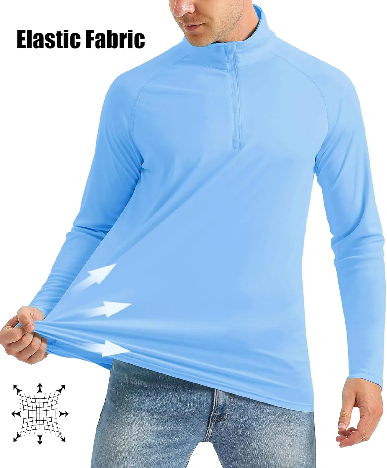 MAGCOMSEN Men's Long Sleeve Sun Shirts UPF 50  Tees 1/4 Zip Up Fishing Running Rash Guard T-Shirts Outdoor Shirt