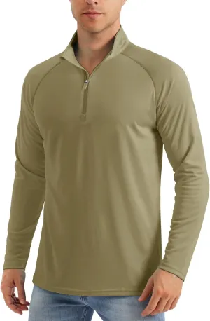 MAGCOMSEN Men's Long Sleeve Sun Shirts UPF 50  Tees 1/4 Zip Up Fishing Running Rash Guard T-Shirts Outdoor Shirt