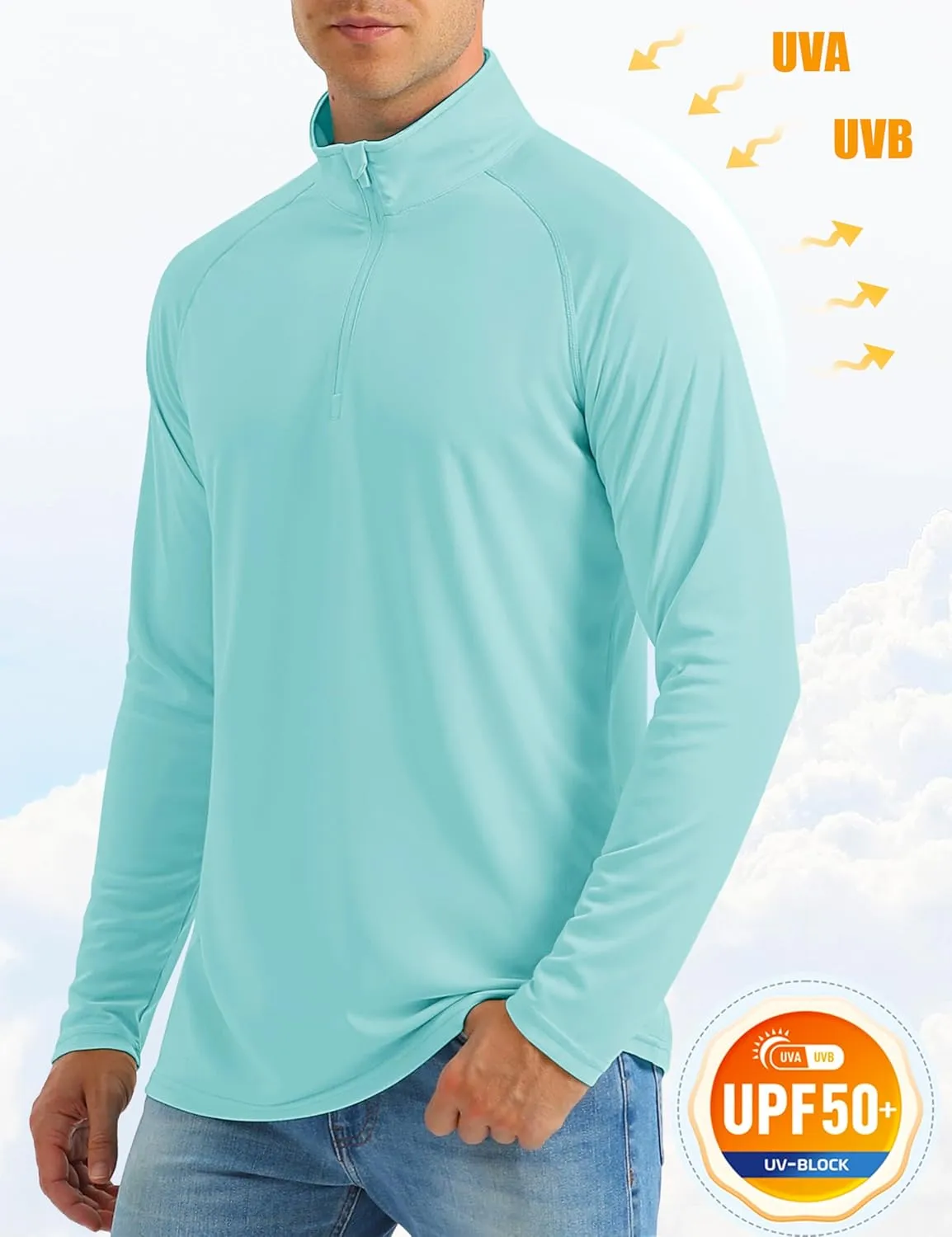 MAGCOMSEN Men's Long Sleeve Sun Shirts UPF 50  Tees 1/4 Zip Up Fishing Running Rash Guard T-Shirts Outdoor Shirt