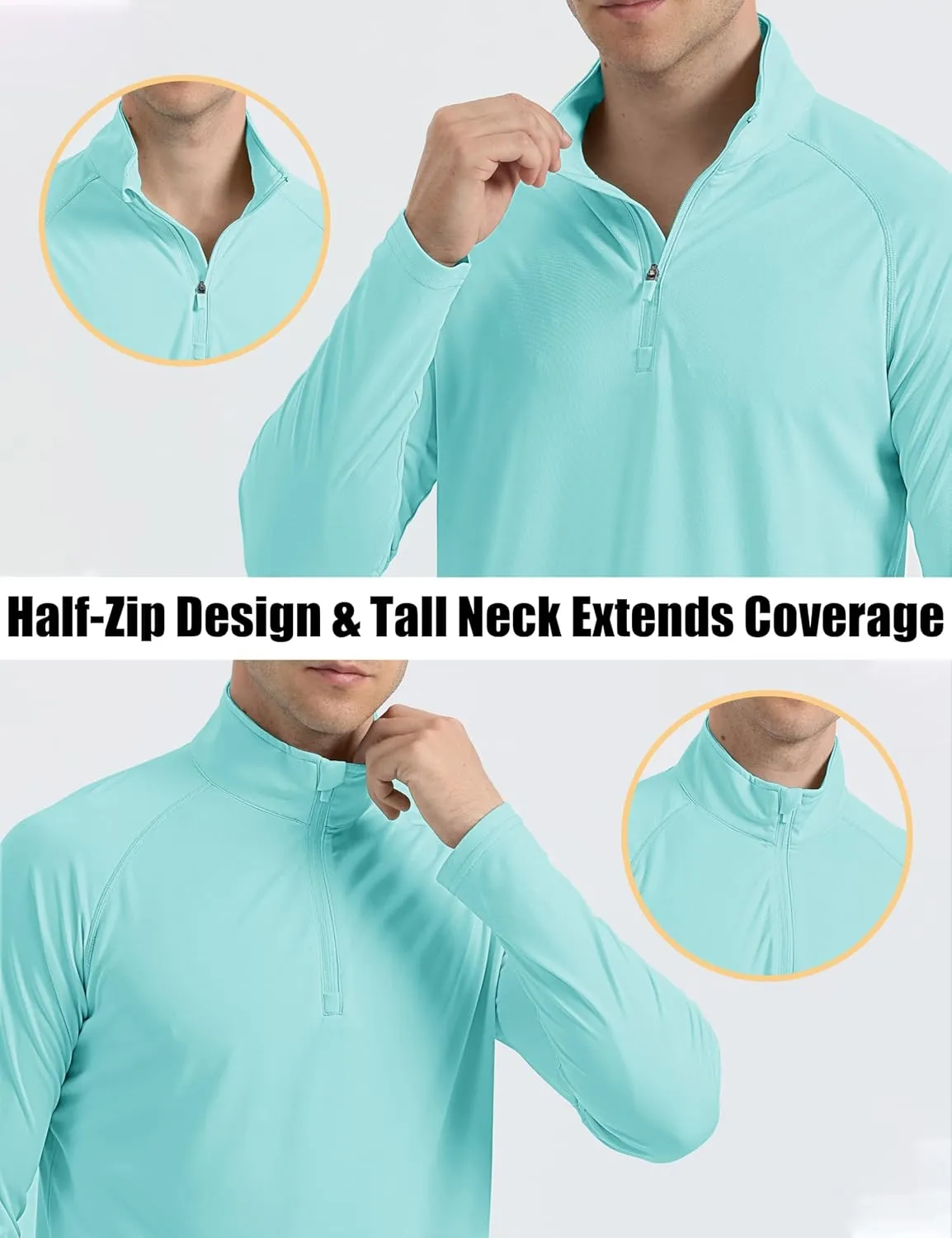 MAGCOMSEN Men's Long Sleeve Sun Shirts UPF 50  Tees 1/4 Zip Up Fishing Running Rash Guard T-Shirts Outdoor Shirt