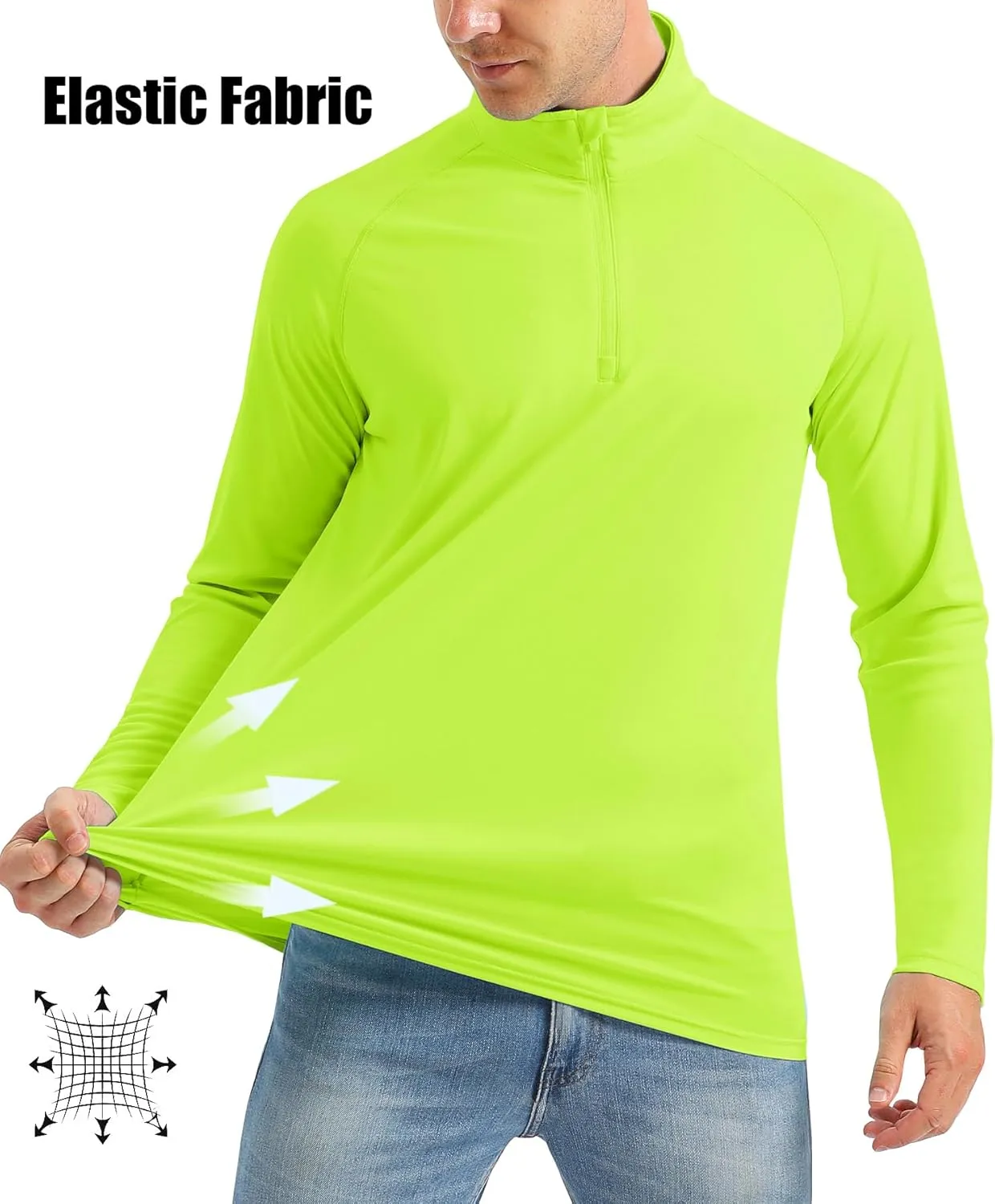 MAGCOMSEN Men's Long Sleeve Sun Shirts UPF 50  Tees 1/4 Zip Up Fishing Running Rash Guard T-Shirts Outdoor Shirt