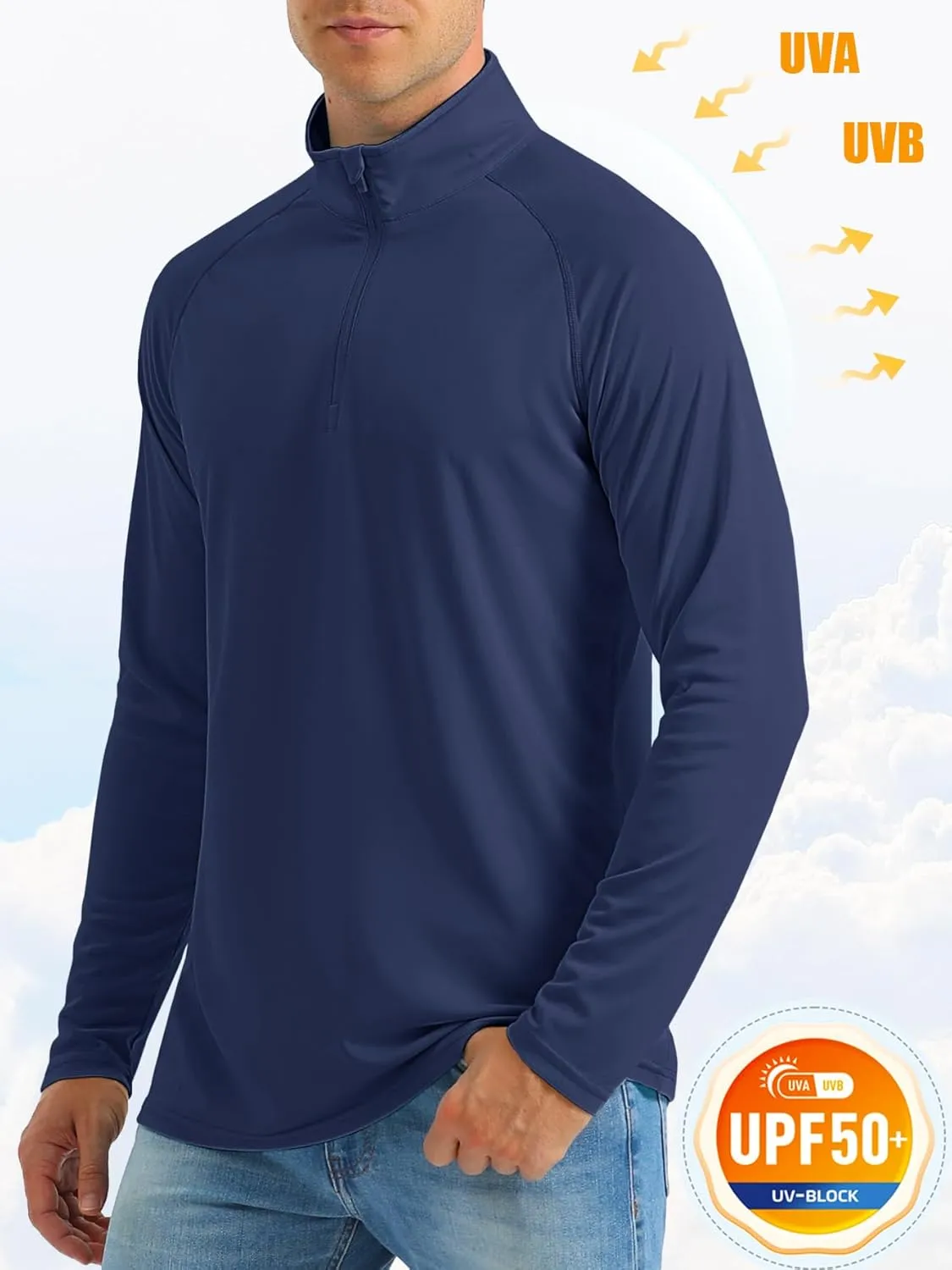 MAGCOMSEN Men's Long Sleeve Sun Shirts UPF 50  Tees 1/4 Zip Up Fishing Running Rash Guard T-Shirts Outdoor Shirt