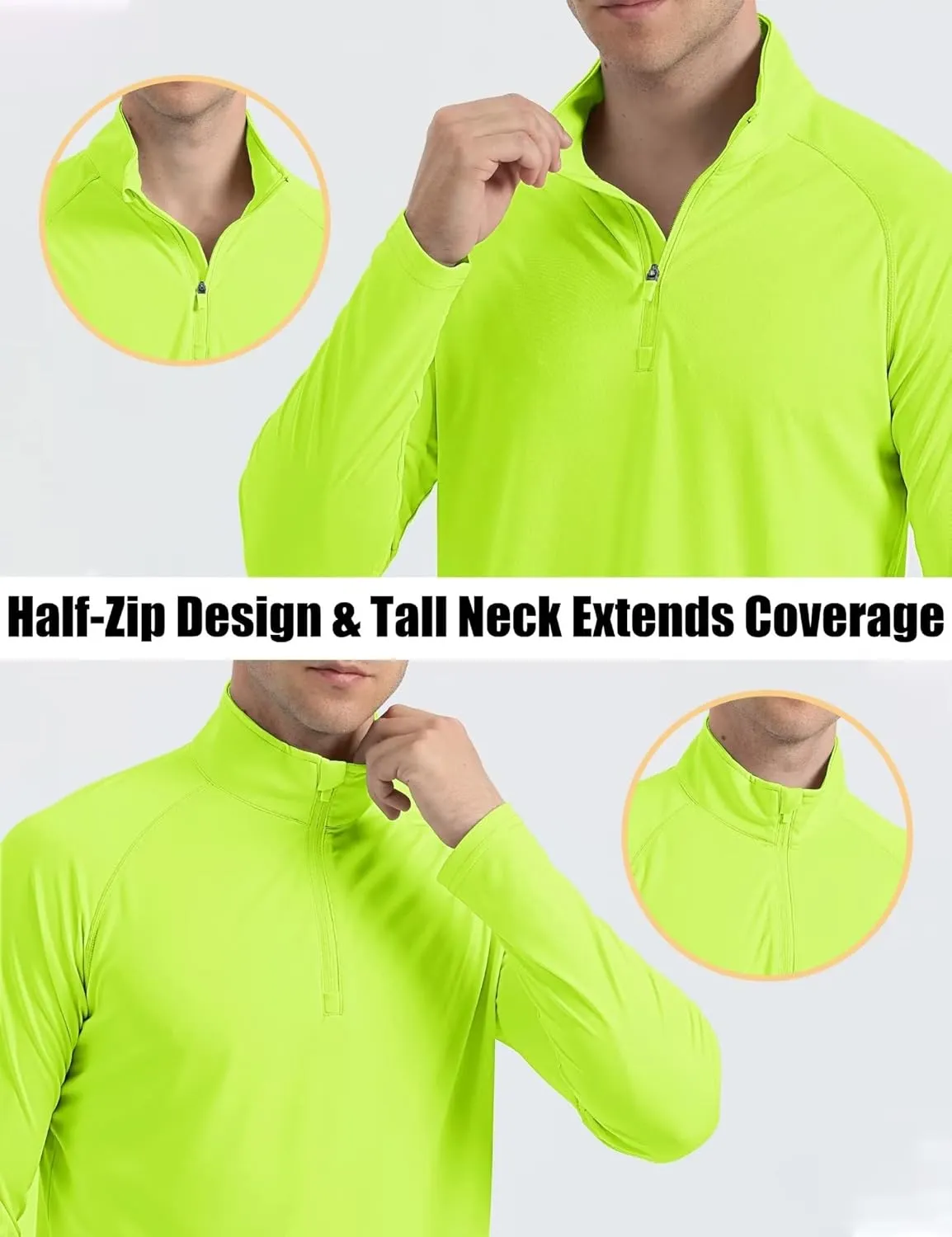 MAGCOMSEN Men's Long Sleeve Sun Shirts UPF 50  Tees 1/4 Zip Up Fishing Running Rash Guard T-Shirts Outdoor Shirt