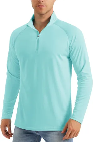 MAGCOMSEN Men's Long Sleeve Sun Shirts UPF 50  Tees 1/4 Zip Up Fishing Running Rash Guard T-Shirts Outdoor Shirt