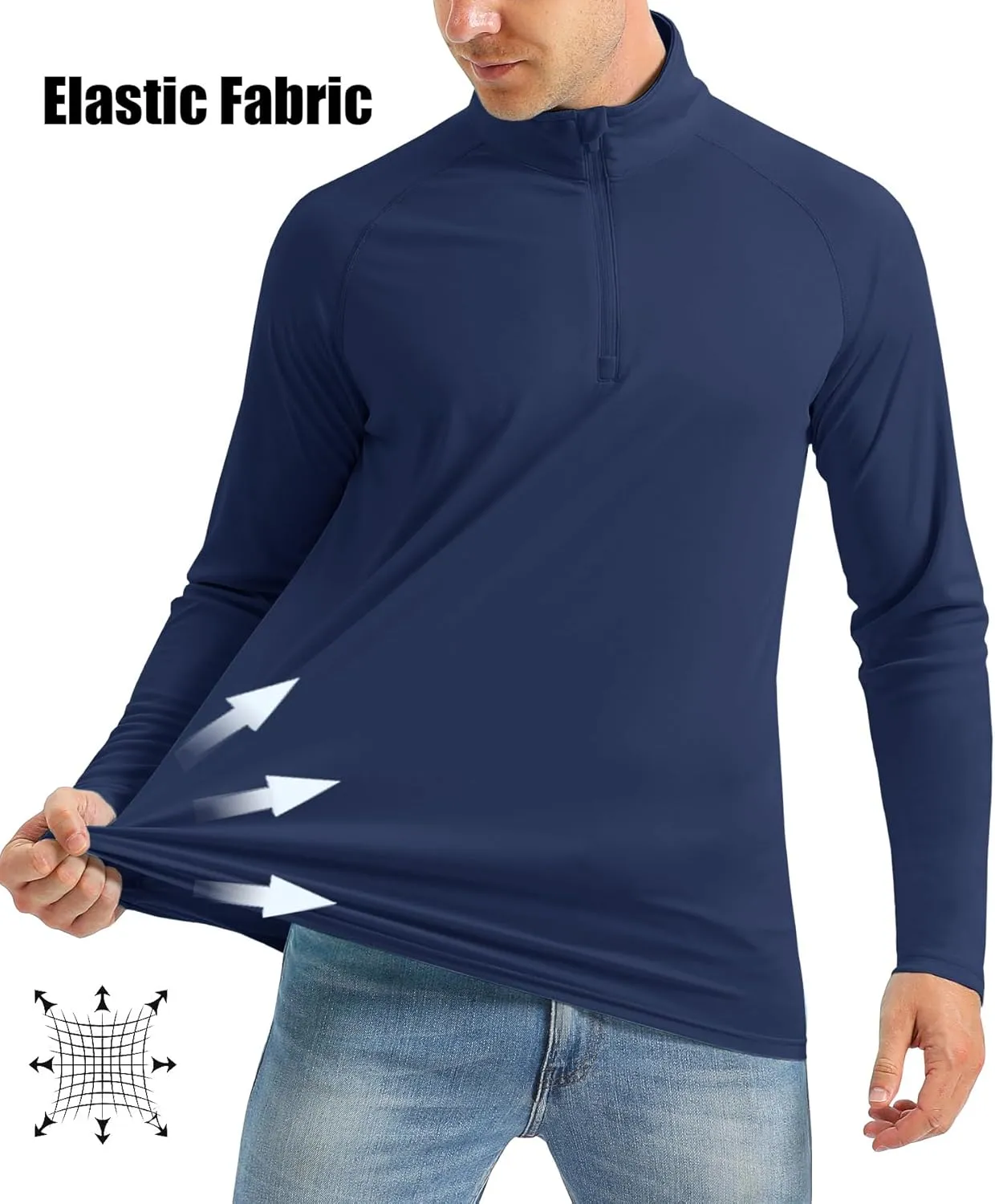 MAGCOMSEN Men's Long Sleeve Sun Shirts UPF 50  Tees 1/4 Zip Up Fishing Running Rash Guard T-Shirts Outdoor Shirt