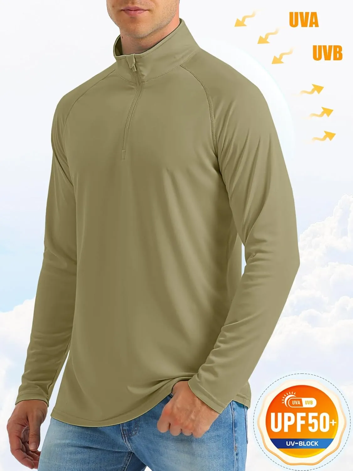 MAGCOMSEN Men's Long Sleeve Sun Shirts UPF 50  Tees 1/4 Zip Up Fishing Running Rash Guard T-Shirts Outdoor Shirt