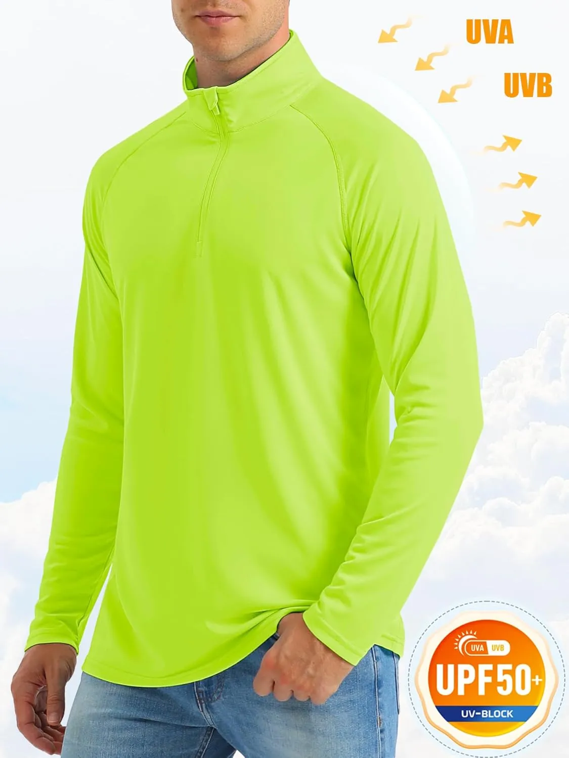 MAGCOMSEN Men's Long Sleeve Sun Shirts UPF 50  Tees 1/4 Zip Up Fishing Running Rash Guard T-Shirts Outdoor Shirt