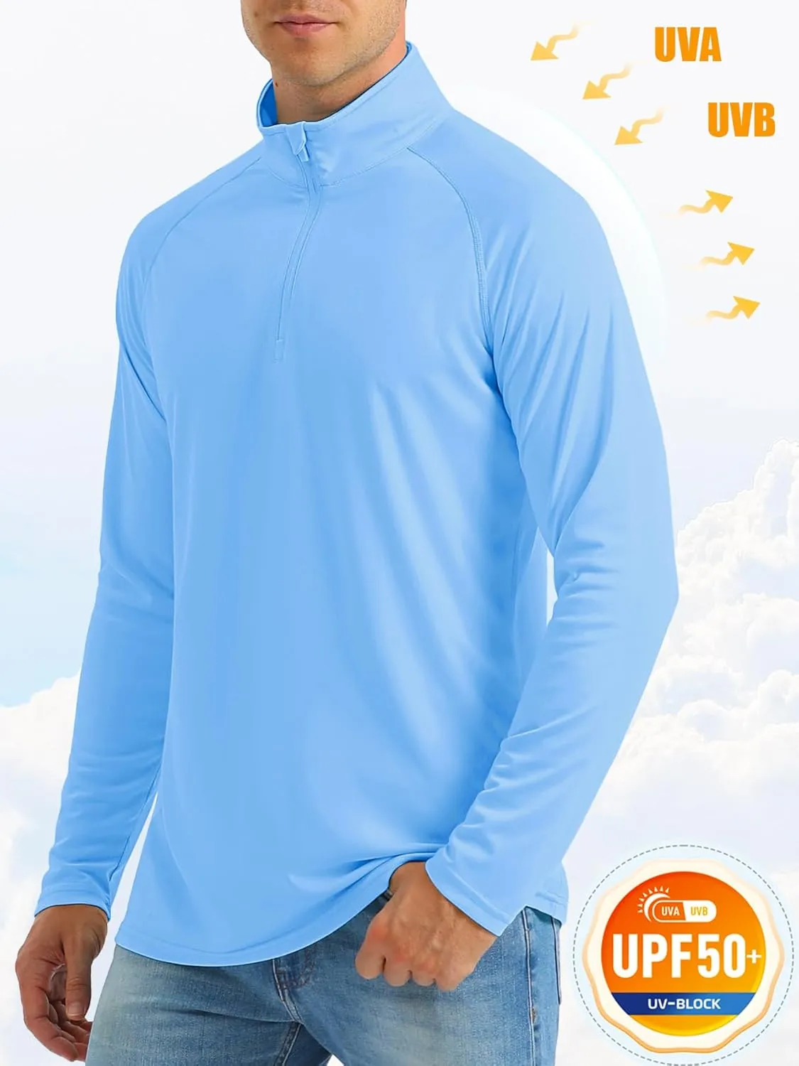 MAGCOMSEN Men's Long Sleeve Sun Shirts UPF 50  Tees 1/4 Zip Up Fishing Running Rash Guard T-Shirts Outdoor Shirt