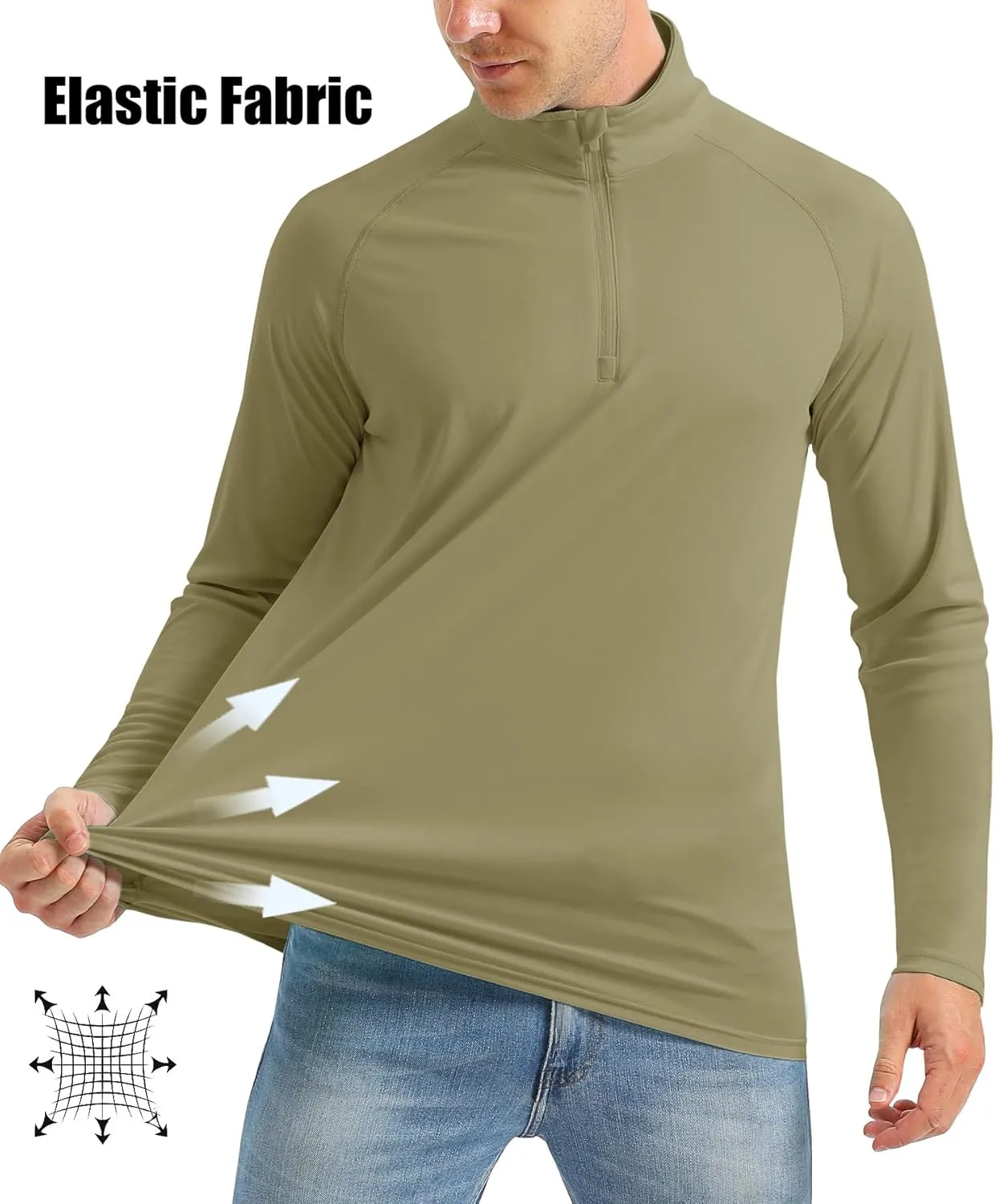MAGCOMSEN Men's Long Sleeve Sun Shirts UPF 50  Tees 1/4 Zip Up Fishing Running Rash Guard T-Shirts Outdoor Shirt