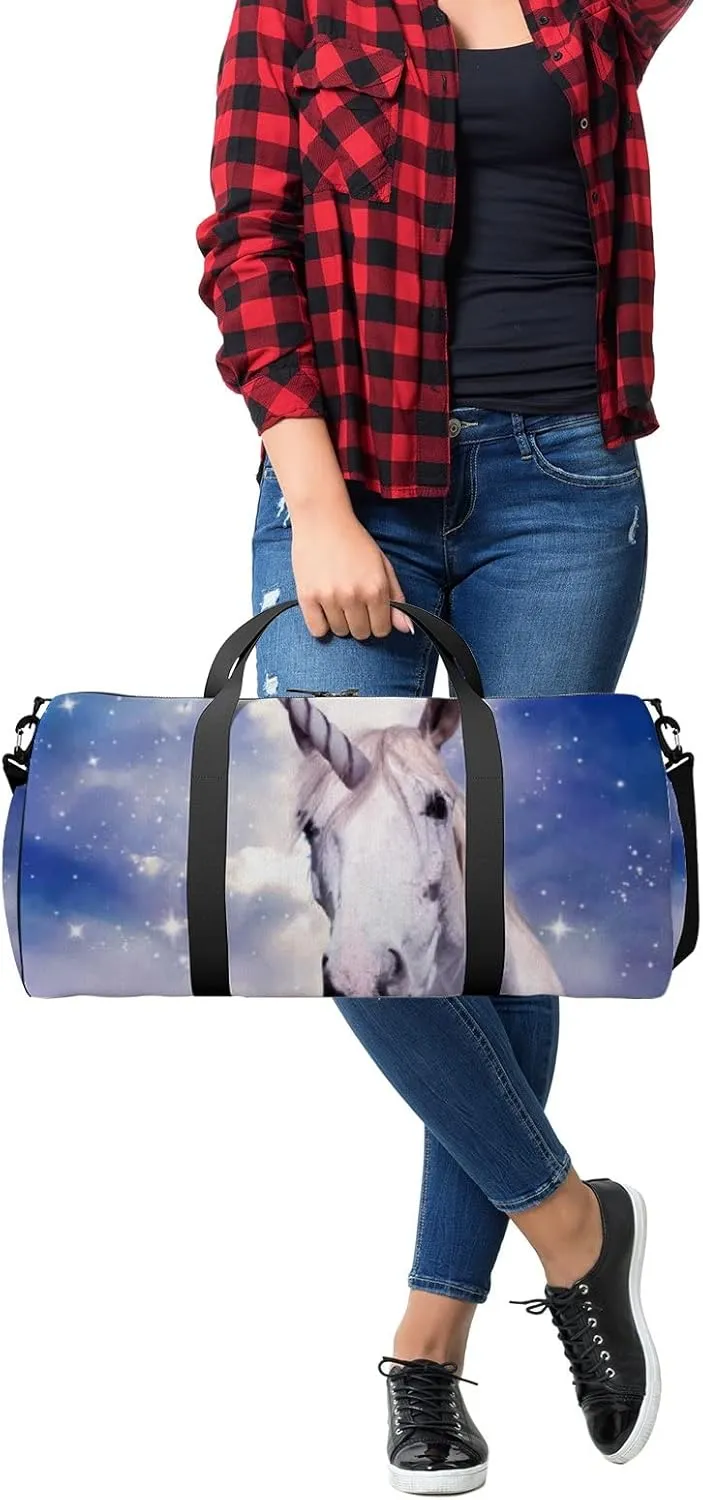 Magic Unicorn Fantastic Starry Sky Sports Bag Tote Bag Waterproof Gym Bag with Shoulder Strap Zipper 2 Side Pockets for Men and Women, Travel and Storage Shoulder Bag.
