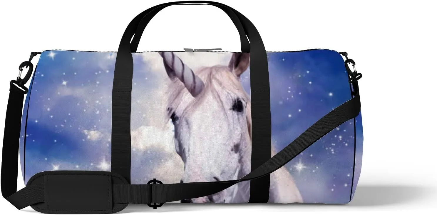 Magic Unicorn Fantastic Starry Sky Sports Bag Tote Bag Waterproof Gym Bag with Shoulder Strap Zipper 2 Side Pockets for Men and Women, Travel and Storage Shoulder Bag.